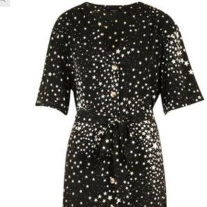Plus Star Print Button Detail Midi Dress